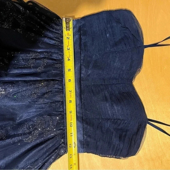 Hailey Logan by Adrianna Papell Formal Blue Glitter Mini Dress Size Juniors 5/6 - Picture 9 of 10